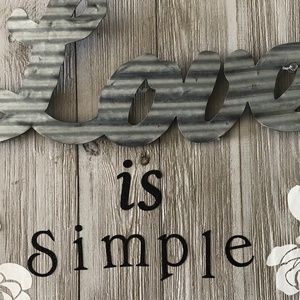 Wood and Metal “Love Is Simple” wall decor